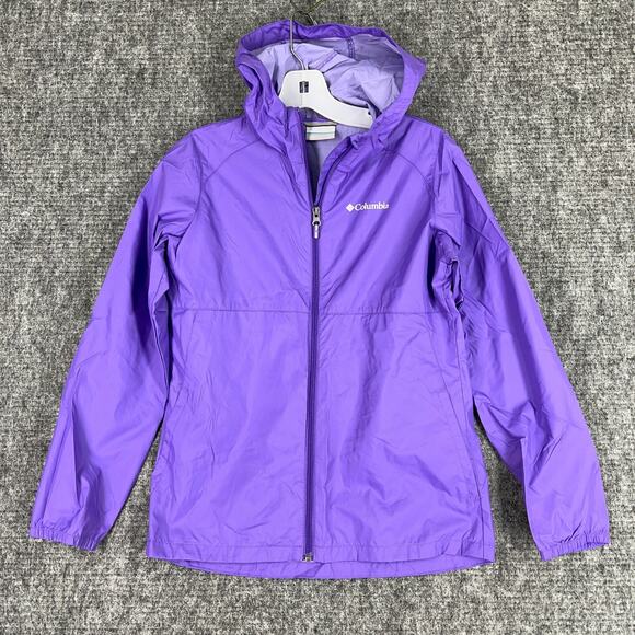 Columbia‎ Windbreaker Youth Girls Large 14/16 Purple Softshell Hooded Pockets - Picture 1 of 9